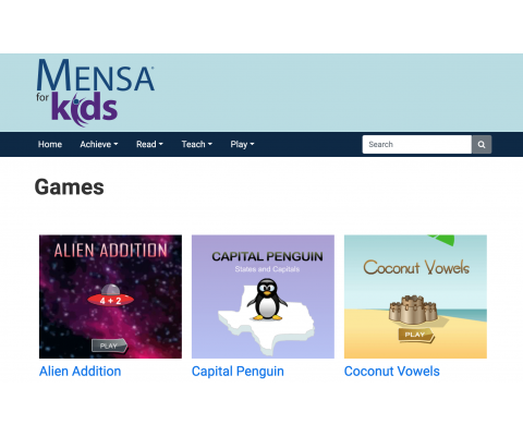 Mensa For Kids Online Games